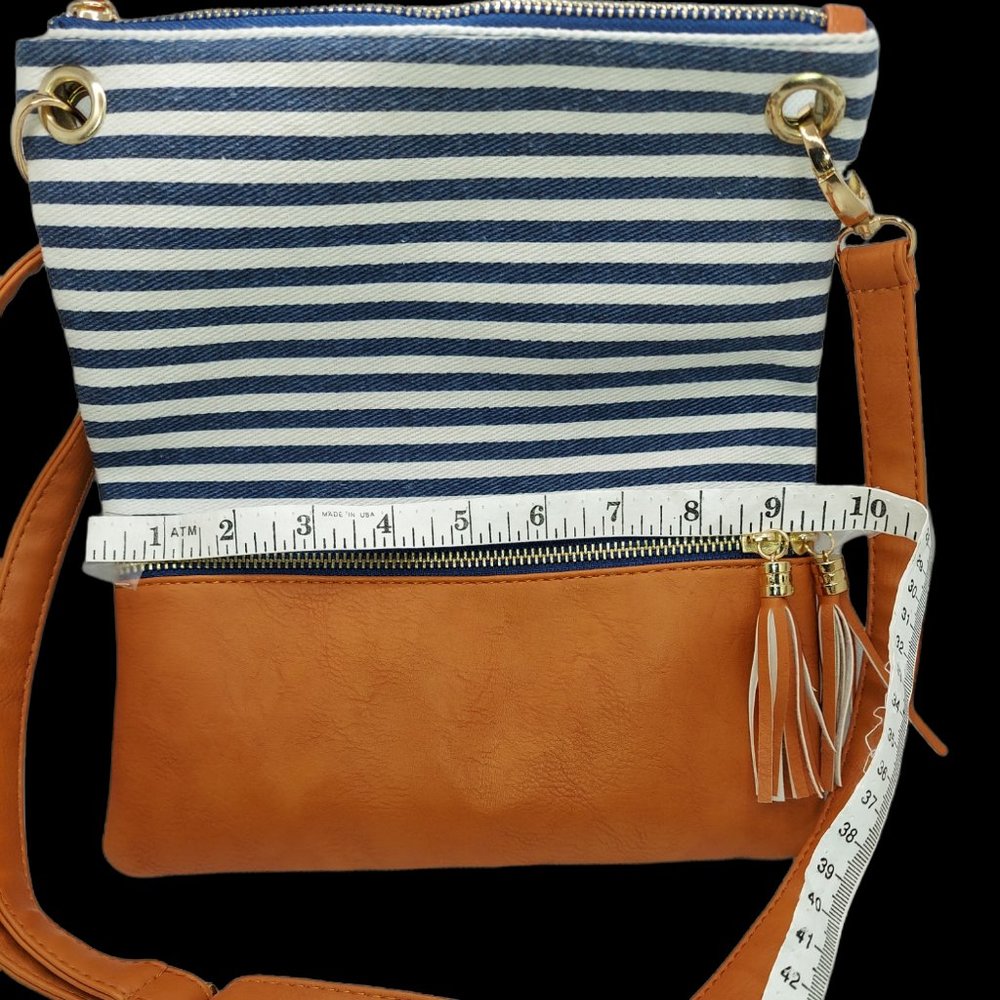 Unbranded Crossbody Purse Navy Blue/White Stripes - Picture 4 of 6
